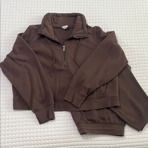 all in motion Chocolate Brown Quarter-Zip Sweatshirt + Sweatpants